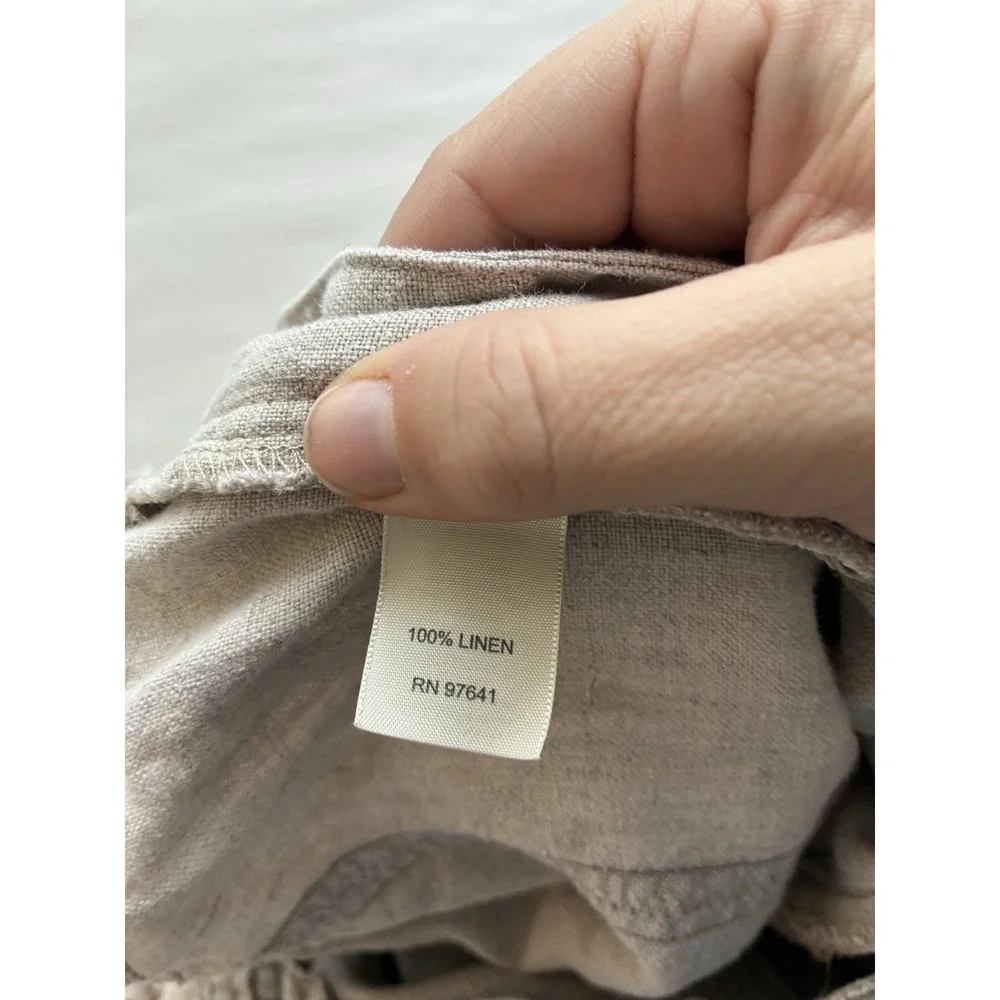 J Jill Wide Leg Pants Sz 16W 100% Linen Tan Lagenlook Beach Pockets‎ Coastal